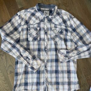 BKE Blue Plaid Button-Up Shirt